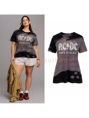 Curvy | ACDC Band Tee | Tie Dye Graphic Bandcore Rocker Girl T-Shirt | Black 1X